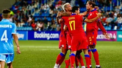 Festejo de gol de Andorra.