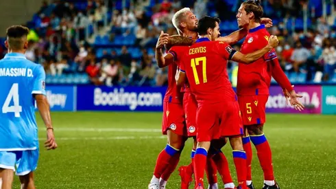 Festejo de gol de Andorra.