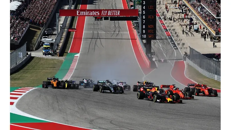 La postal de la recta principal con primera curva del Gran Premio de los Estados Unidos (Foto: Getty Images).