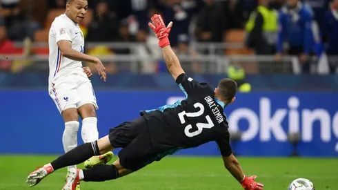 Gol de Kylian Mbappé a España anoche por la Nations League.