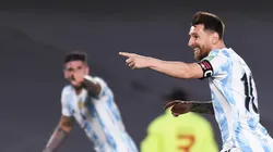 Lionel Messi celebra el primer gol del partido.