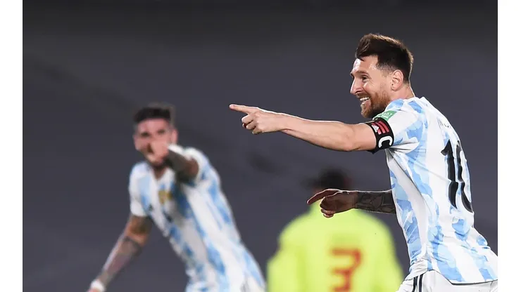 Lionel Messi celebra el primer gol del partido.