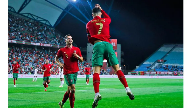 Portugal en festejo de gol.