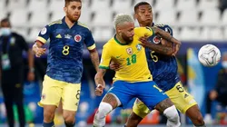 Acción de juego entre Colombia y Brasil.