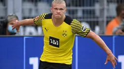 Erling Haaland festeja uno de sus goles en Borussia Dortmund.