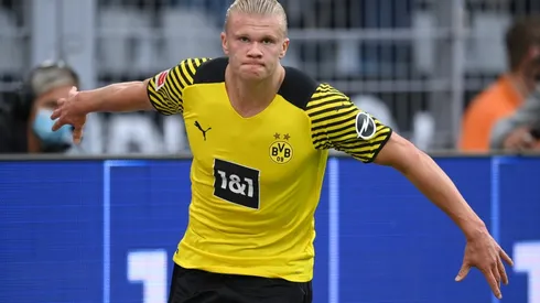 Erling Haaland festeja uno de sus goles en Borussia Dortmund.