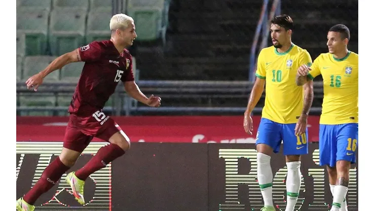 Festejo de gol de Venezuela.