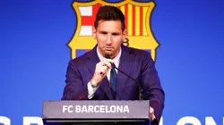 Lionel Messi, en su rueda de prensa de despedida de Barcelona.