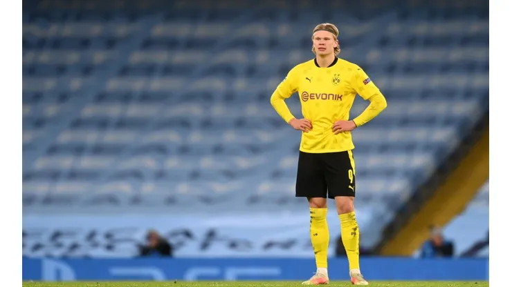 Erling Haaland en un encuentro ante Manchester City.