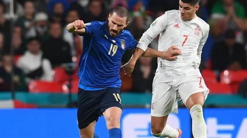 Leonardo Bonucci y Álvaro Morata, uno de los duelos de mañana en la Nations League.