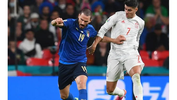 Leonardo Bonucci y Álvaro Morata, uno de los duelos de mañana en la Nations League.