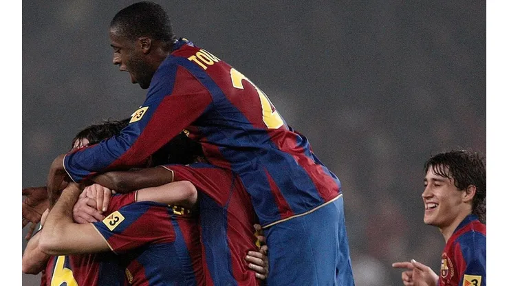 Festejo de gol de Yaya Touré.