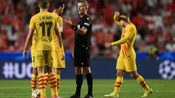 Jugadores del Barcelona anoche.