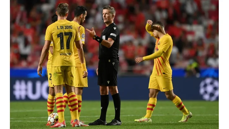Jugadores del Barcelona anoche.