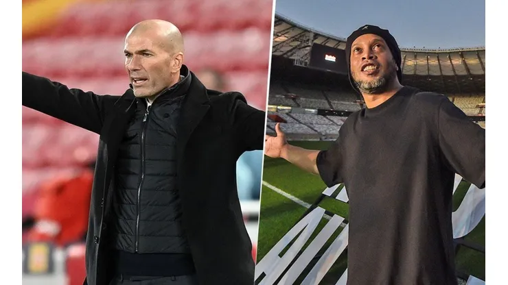 Zidane y Ronaldinho, leyendas del fútbol.