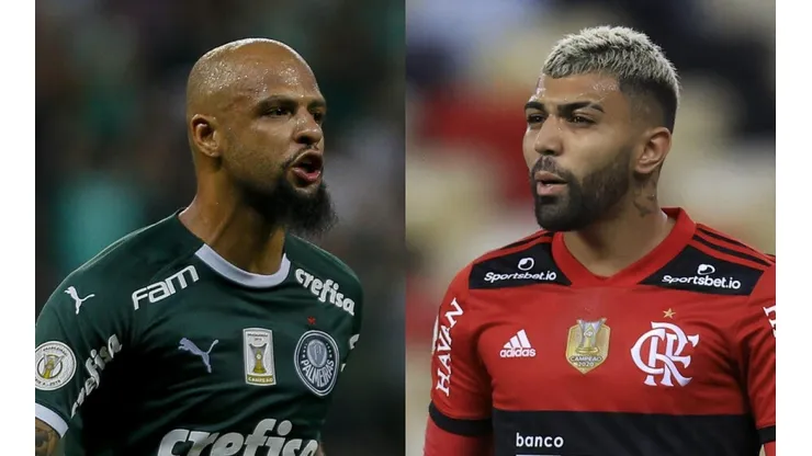 Felipe Melo, de Palmeiras, y Gabigol, de Flamengo.