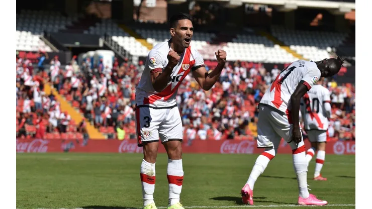 Radamel Falcao celebra uno de sus goles en Rayo Vallecano.