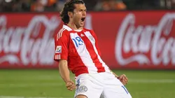 Nelson Haedo en festejo de gol con Paraguay.