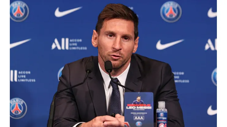 Lionel Messi en su presentación del PSG.