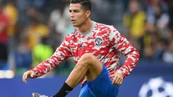 Cristiano Ronaldo en calentamiento con Manchester United.