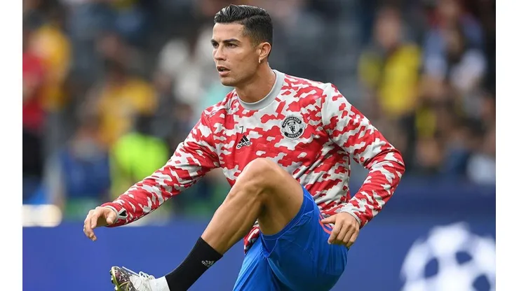 Cristiano Ronaldo en calentamiento con Manchester United.