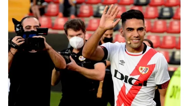 Radamel Falcao en su presentación en Rayo Vallecano.