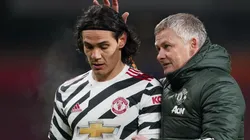 Edinson Cavani y Ole Solskjaer.