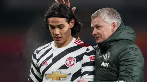 Edinson Cavani y Ole Solskjaer.