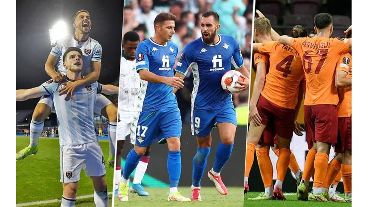Festejos de gol de equipos en Europa League.