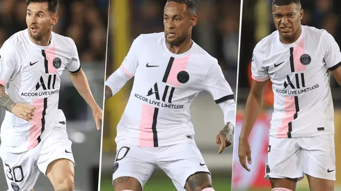 Lionel Messi, Neymar y Kylian Mbappé ante Brujas.