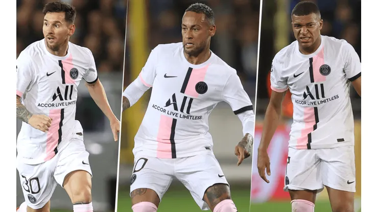 Lionel Messi, Neymar y Kylian Mbappé ante Brujas.