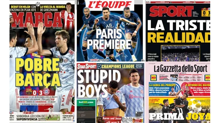 Portadas de los medios europeos en el regreso de la Champions League.
