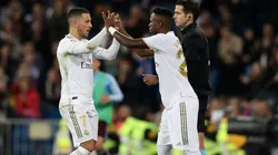 Eden Hazard y Vinícius en un encuentro de Real Madrid.