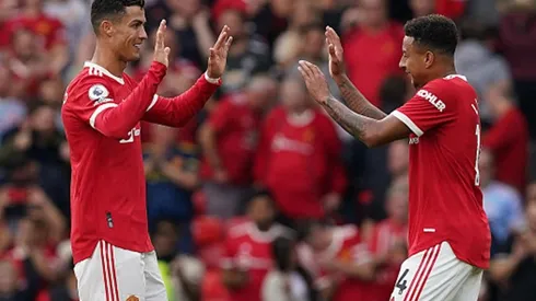 Festejo de gol de Manchester United.