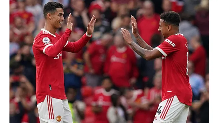 Festejo de gol de Manchester United.