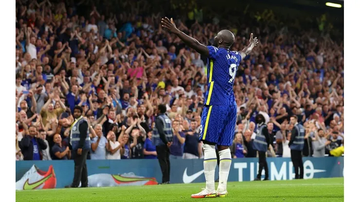 Romelu Lukaku en festejo de gol con Chelsea.