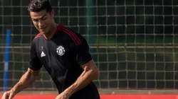 Cristiano Ronaldo en un entrenamiento con Manchester United.