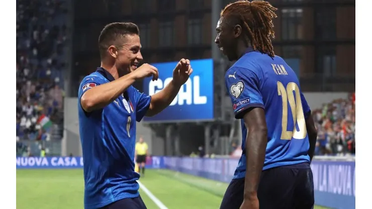 Festejo de gol de Italia.