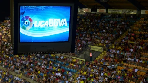 Logo de LaLiga en una pantalla del Madrigal.