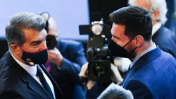 Joan Laporta y Lionel Messi en un evento de Barcelona.