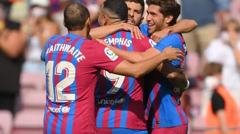 Jugadores del Barcelona celebrando un gol.