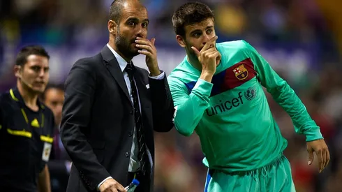 Pep Guardiola y Gerard Piqué en Barcelona en 2011.