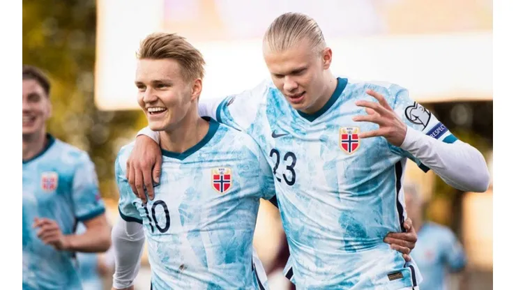 Noruega en festejo de gol.