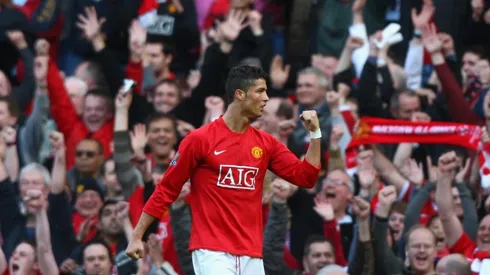 Cristiano Ronaldo festeja uno de sus goles en Manchester United.