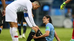 Cristiano Ronaldo y Edinson Cavani en el Mundial de Rusia 2018.