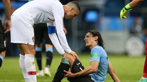Cristiano Ronaldo y Edinson Cavani en el Mundial de Rusia 2018.