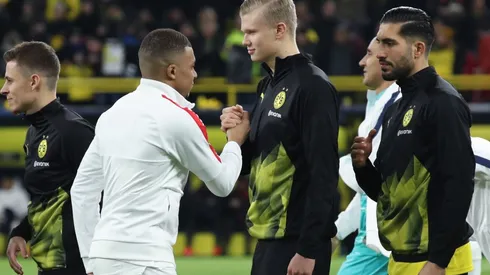 Kylian Mbappé y Erling Haaland en un encuentro de Champions League.