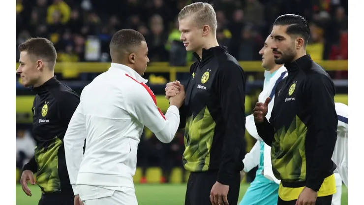Kylian Mbappé y Erling Haaland en un encuentro de Champions League.