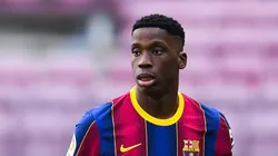 Ilaix Moriba en un encuentro con Barcelona.