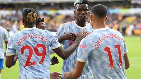 Festejo de gol de United.